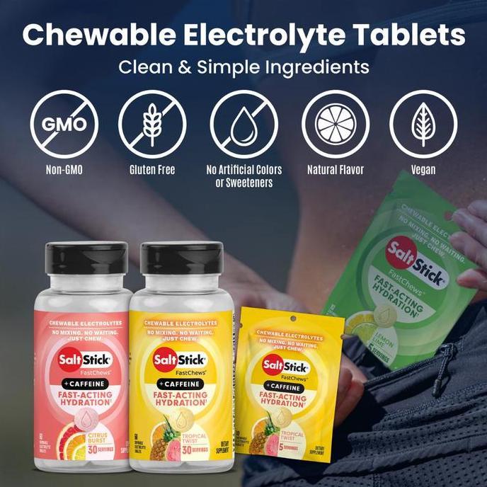 SaltStick FastChews Semua Rasa 10-Tablet Sachet / Salt Stick Electrolyte Fast Chews FastChew