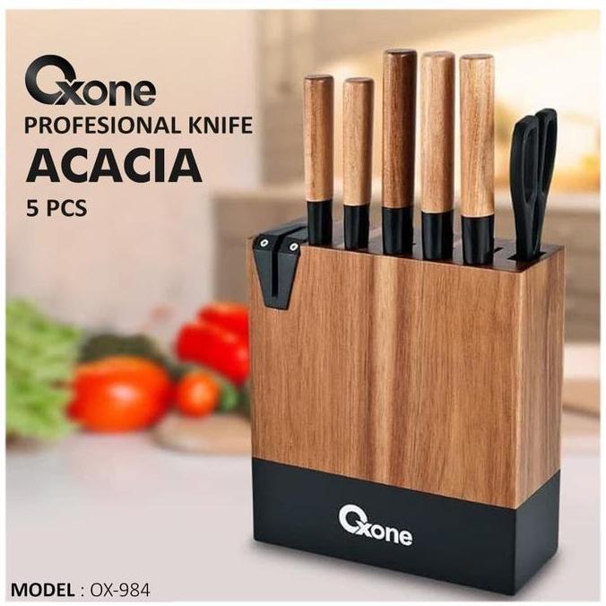 Oxone OX-984 Acacia Pisau Set Knife Set With Wood Block