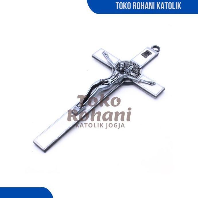 SALIB GANTUNG LOGAM BENEDICT  + KOTAK (20 CM) / SALIB DINDING KATOLIK / SALIB GANTUNG / SALIP / SALI