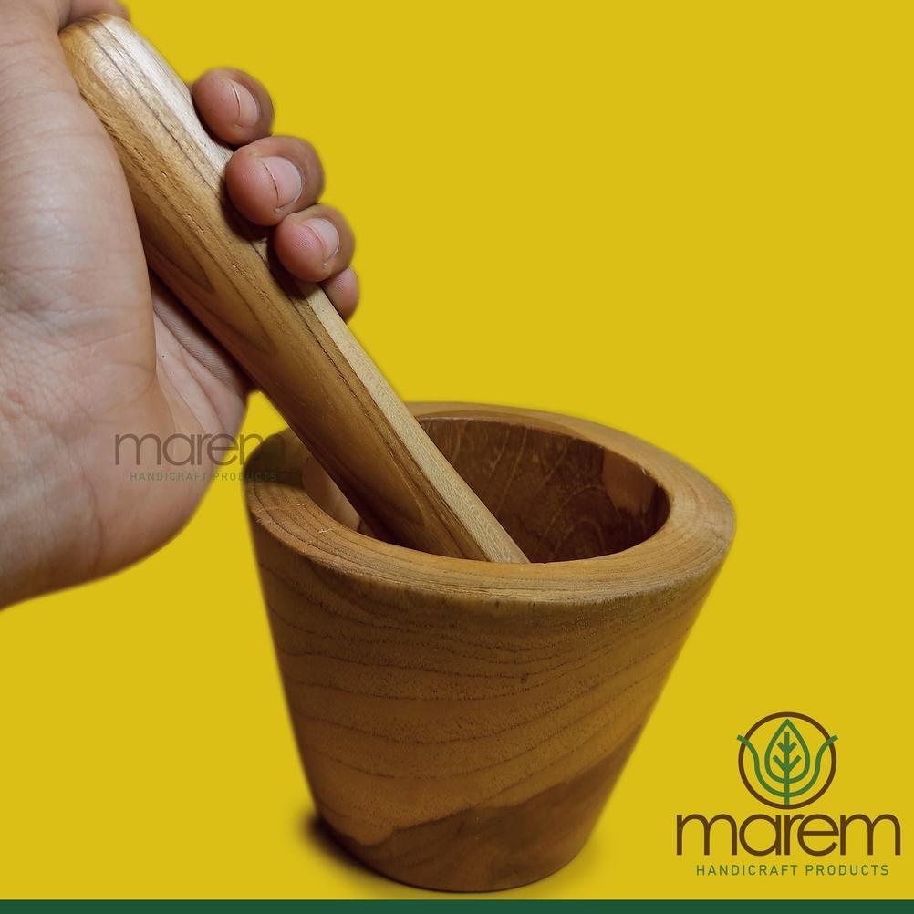 Lumpang Alu Kayu Jati | Ulekan Kayu Jati | Tumbukan Bumbu | Ulekan Bumbu Cuci Gudang