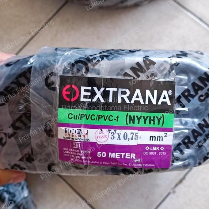 TERMURAH - Kabel NYYHY 3x0,75mm Extrana | Kabel Serabut NYYHY 3x0.75mm 50 Meter