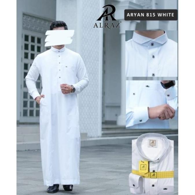 Alraz Gamis Putih Aryan Kerah Kameja Premium