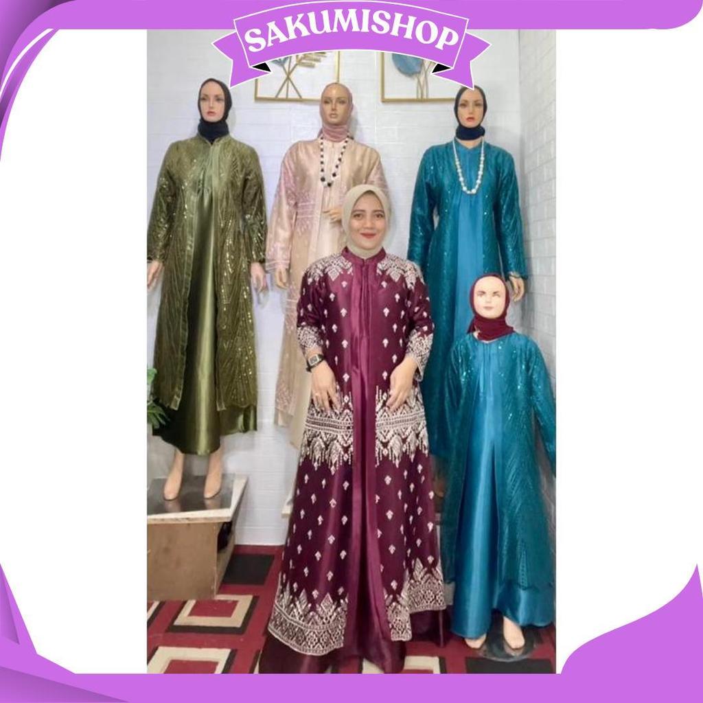 Gamis Melly Tile Sapto Kombinasi Satin Cristal Promo