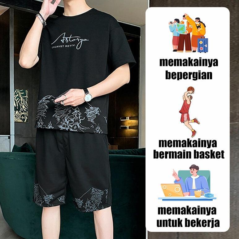 TERBARU baju 1 set pria one set pria Baju setelan pria korea kaos  baju satu set pria outfit pria 1 