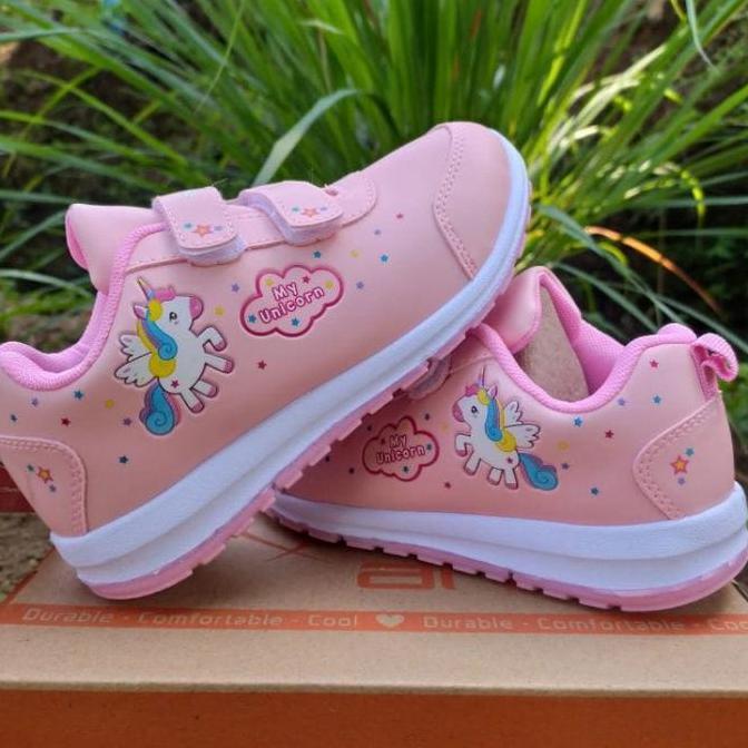 Sepatu sekolah anak perempuan sneaker ANDO unicorn 29-31 PAUD TK SD