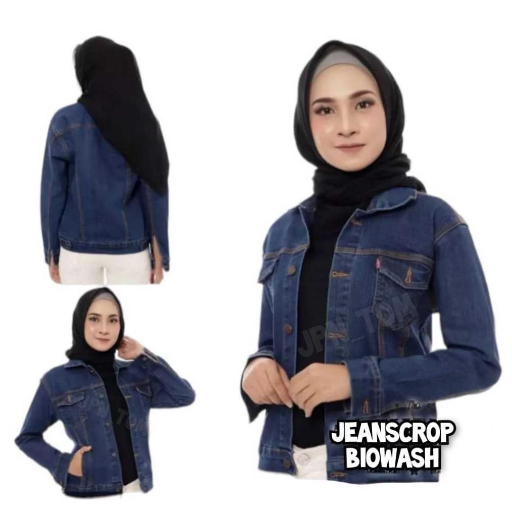 hemat jaket jeans wanita crop polos coklat gold jacket denim cewek cropt mustard jins slimfit bodyfi