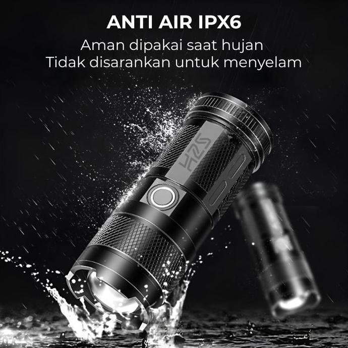 Tothemoon- H2S Senter Led Laser Cas Cob Zoom In Out 9 Mode Waterproof Hs-S86