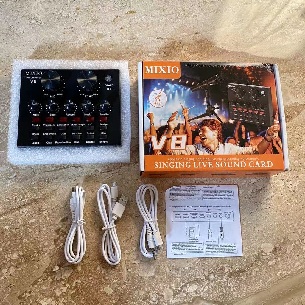 Mixio Sound Card V8 Mixer External Soundcard V8 Usb Audio Live