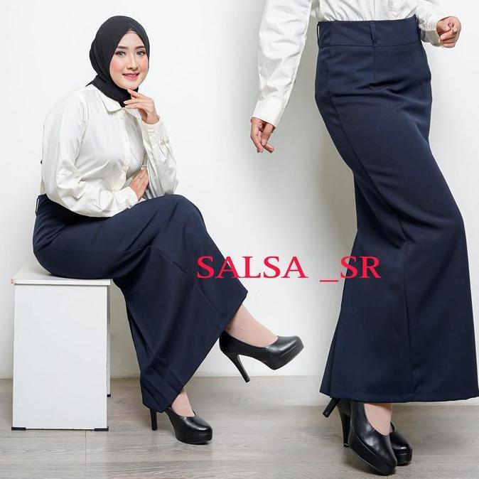 ROK SPAN REMPEL PANJANG / ROK SPAN PANJANG / ROK PANJANG POLOS Hitam Wanita Muslim