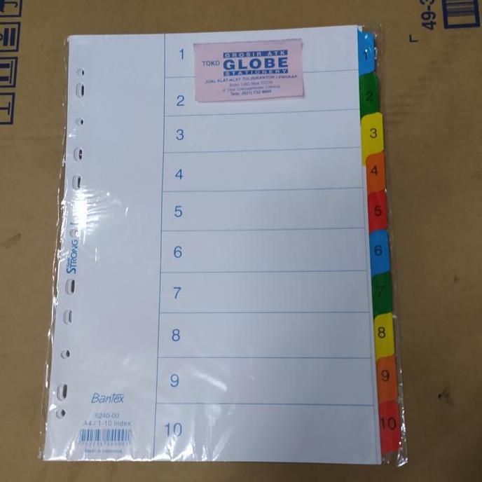 Divider Bantex 6240 - 00 A4/ 1 - 10 ( Index Nomor 1 - 10 ) Diskon