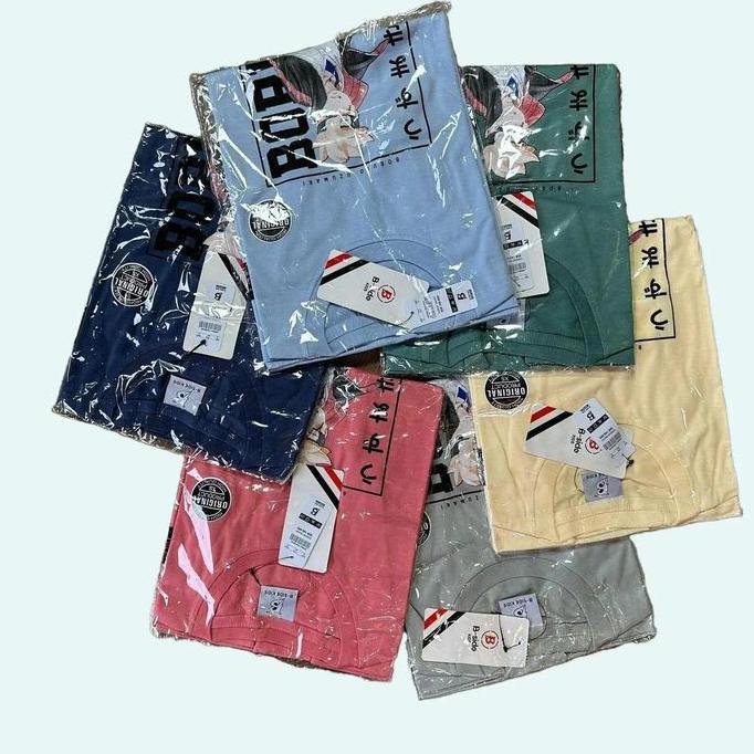 PAKET KAOS 6 PCS KAOS ANAK 3-8 TAHUN SERI WARNA Katun distro motif semi  nyaman  oblong  keren  baju