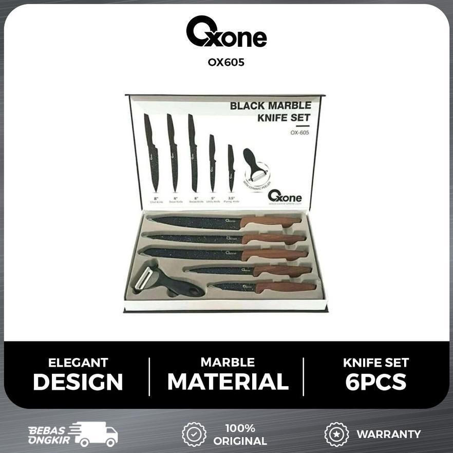 Pisau Set Oxone OX 605 Black Marble Knife Set Isi 6 Pisau Oxone 605 Knife Set Oxone