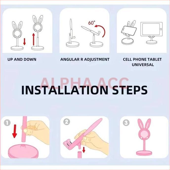 Holder Hp Rabbit Zm-1601 Stand Holder Universal Motif Kelinci Lucu Alpha Acc Best Seller/Best Qualit
