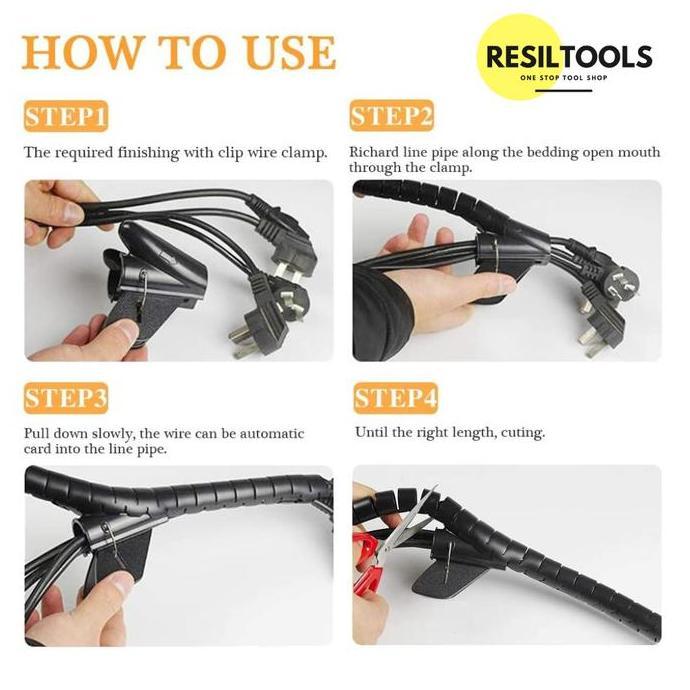 Murah Cable Protector Spiral 40 Mm Selang Pembungkus Kabel Protektor Clip