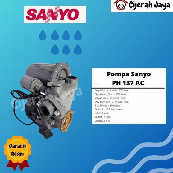 Pompa Air Sanyo Ph 137 Ac Ph137Ac Ph-137Ac / Pompa Air Sanyo Otomatis  Pompa Pendorong Toren Terbata