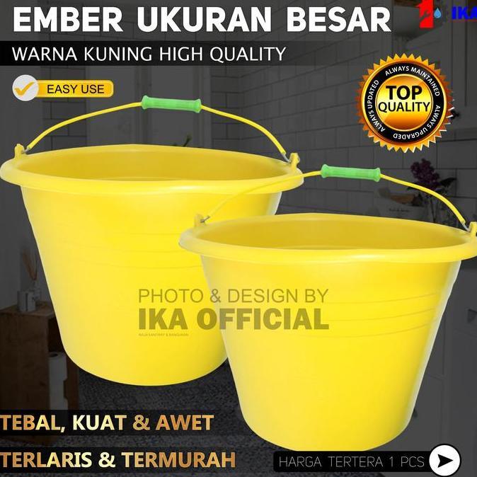GRANTZY Ember Plastik WARNA JUMBO BESAR / KECIL KUNING Ember Cor Anti Pecah | Ember Bangunan BESAR- 