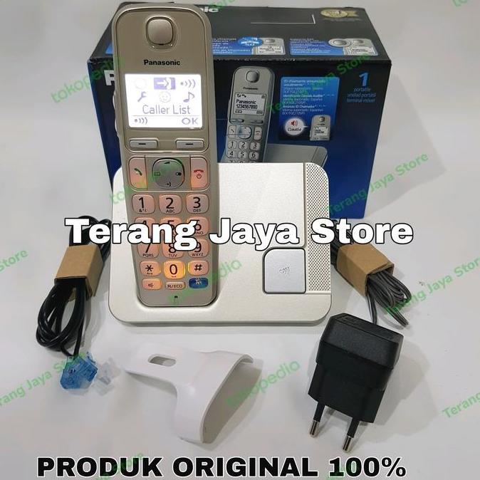 Waiyulimanshop - Telepon Wireless Panasonic Kx-Tge21 Eco Clear Sound (Gold)