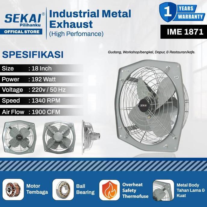 Sekai Kipas Angin Partisi / Industri Metal Exhaust IME 1671 / IME 1871 / IME 2471