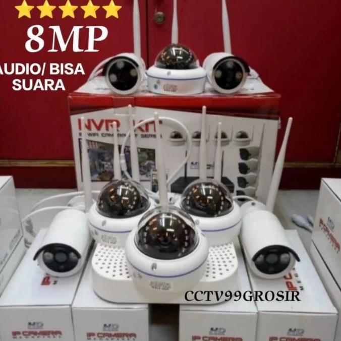 Paket Cctv Wireless NVR Kit Full Audio 8Ch 8 Kamera CCTV Wireless NVR KIT HD 1296P 8MP