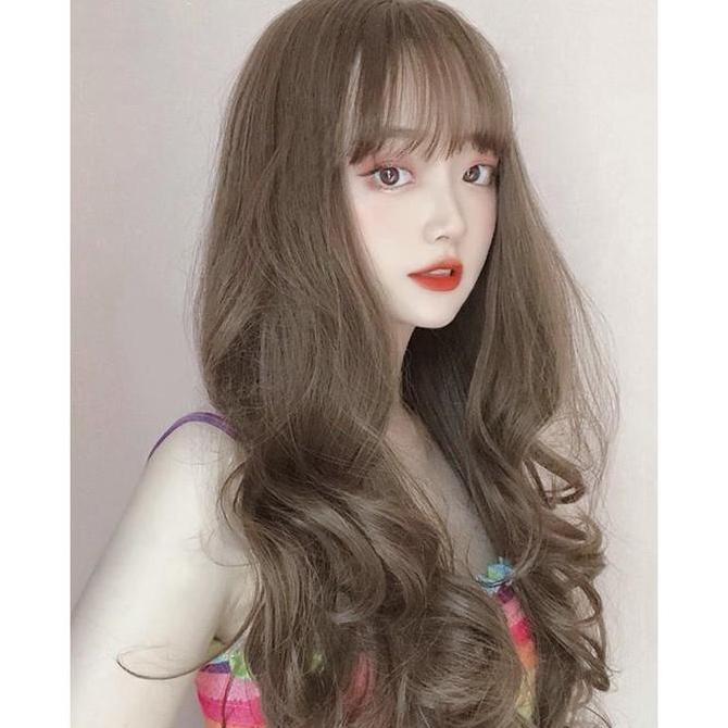 Wig Akemi Poni CURLY WAVE 65cm Rambut Palsu Wanita Dewasa Korea Style Premium Fiber Gelombang  Kerit