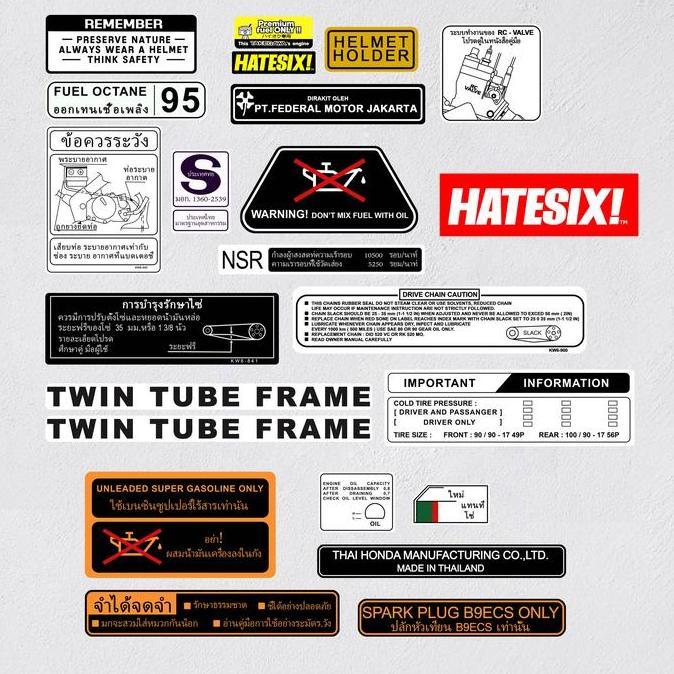 Sticker Stiker Decal Honda NSR R NSR RR NSR SP Hatesix