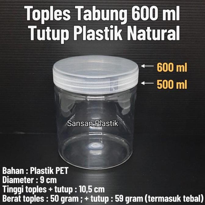 Toples Plastik 600ml /Toples tabung 600 ml
