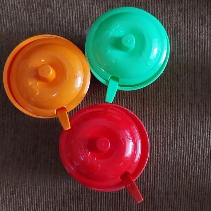 Tempat Wadah Sambel Mangkuk Plastik Tutup + Sendok Warna