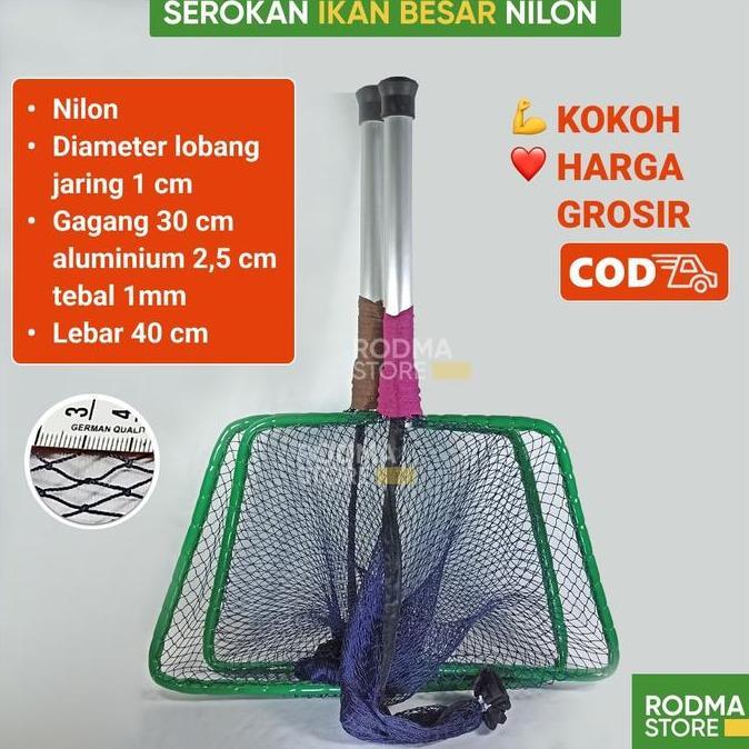 Serok serokan ikan besar NILON NOKLIS tebal cm jaring lamit Lele Gurami Gurame