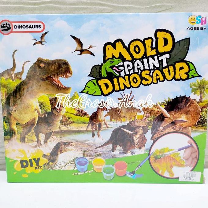 Mold Paint Dinosaur DIY Clay Dino Dinosaurus Cetakan Cat Kuas Mangkok