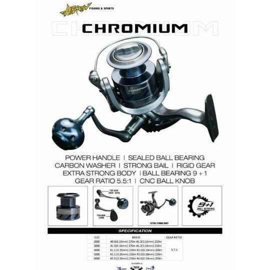 Reel SPINNING HARROW CHROMIUM (POWER HANDLE)
