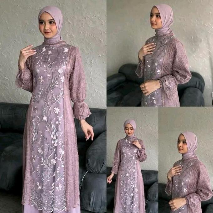 Sale Terlaris Debatik - Spesial Promo Gamis Kondangan Muslim Zemma Dress Outfit Simple Elegan Baju L