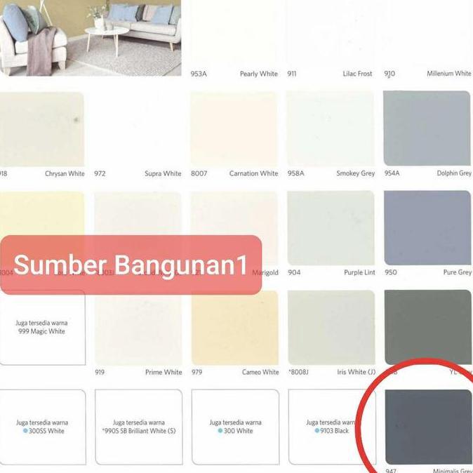 Cat tembok abu tua 947 Minimalis grey 5kg nippon paint vinilex bunga