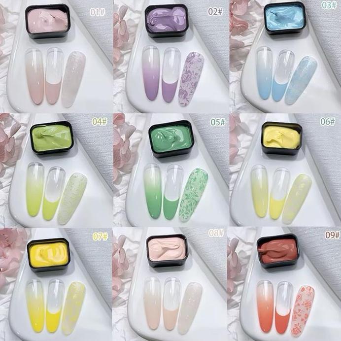 Nail Pat Gel 9 Warna Blooming Flower Palette Gel Oil Painting Ombre Gradasi Kutek Nail Art Polish