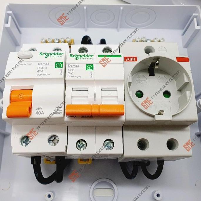 Box Panel Schneider Domae EV Wall Charger Up to 7kw RCCB 40A + MCB 2P + Stop Kontak 16A ABB + Box La