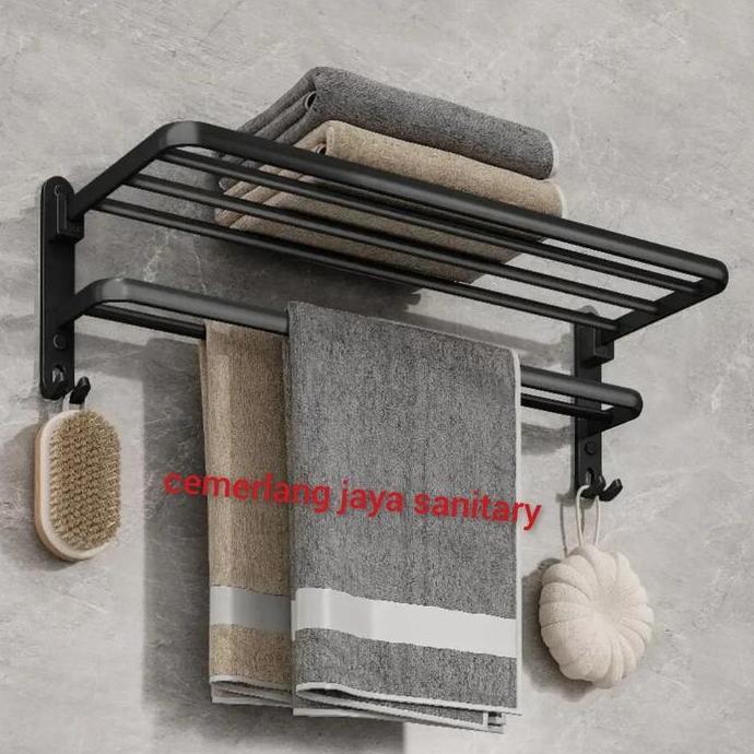 Rak Handuk Kamar Mandi 60 Cm Hitam/Gantungan Handuk Kamar Mandi Black