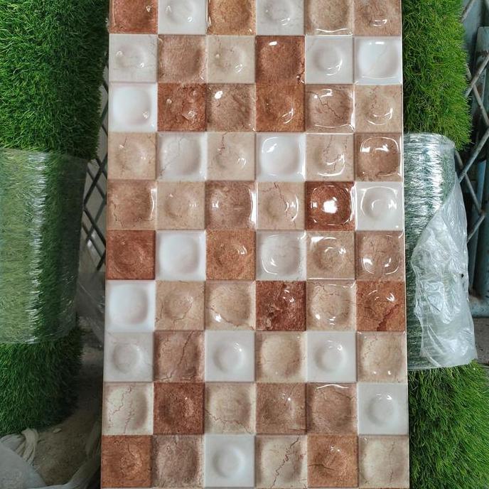 KERAMIK DINDING 30X60 GLOSSY LINGKARAN BULAT TIMBUL COKLAT - MULIA