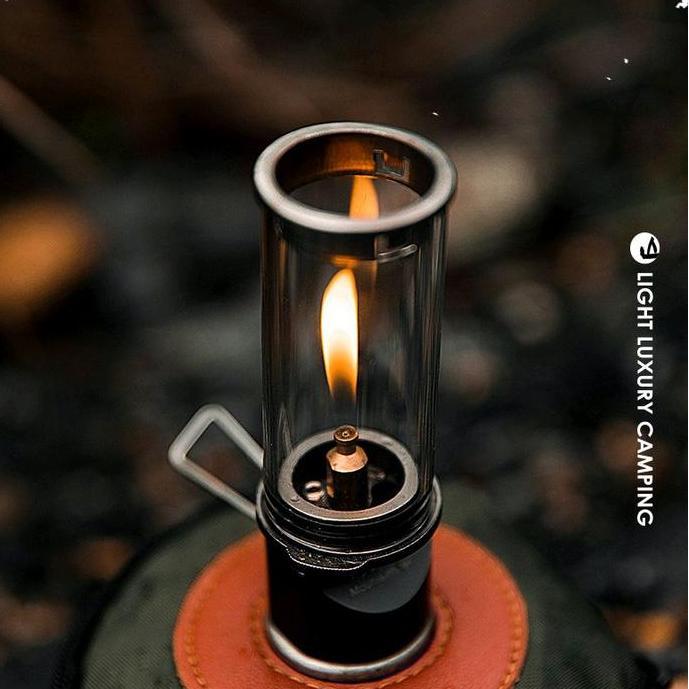 Lentera Camping Portabel BRS-55 Lampu Outdoor Mini Gas Lantern Aluminium Alloy Kaca Tempered