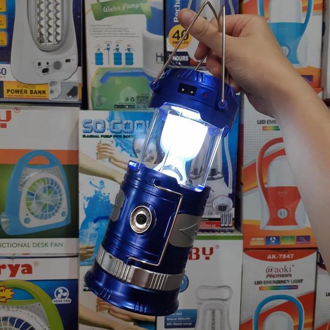 LAMPU EMERGENCY CAMPING LENTERA TARIK TENAGA SURYA + SENTER