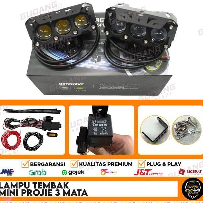 Lampu Tembak Mini Projie 3 Lens