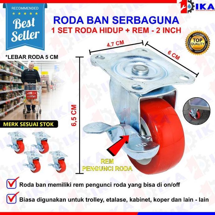 NIOCHA Roda Caster Roda Etalase Roda Bulat Karet SKK TG 50 UKURAN JUMBO Roda