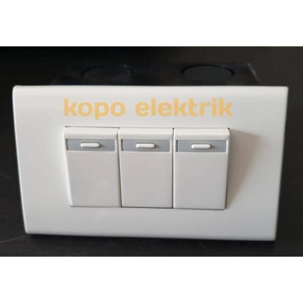 Saklar Triple Panasonic Model Panjang Tanam Set + Inbow Dus