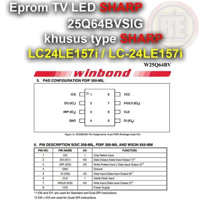 Ic Eprom Firmware TV SHARP LC24LE157i / LC-24LE157i