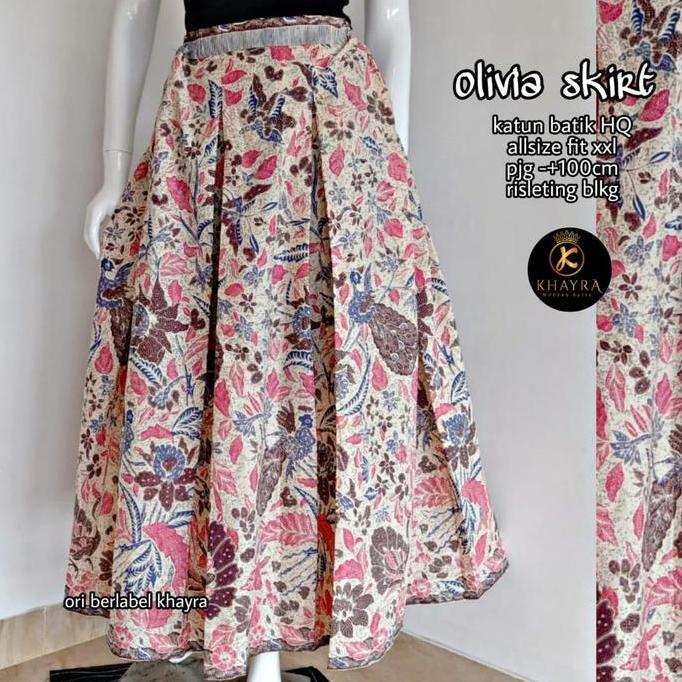BATIK SOLO TRENDY / OLIVIA SKIRT DAUN / ROK BATIK SOLO BAHAN KATUN TEBAL / ROK BATIK MODEL KLOK A KA