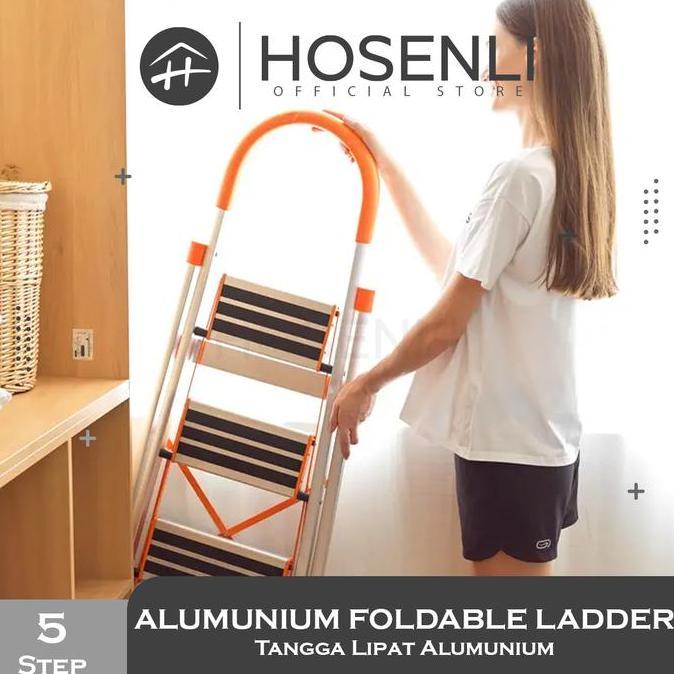 Grosir Hosenli Alumunium Foldable Ladder Tangga Lipat Alumunium - 5 Step