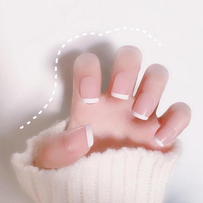 Sumimasen- Kuku Palsu Polos Ujung Putih / Nail Art / Fake Nail - Kk-032