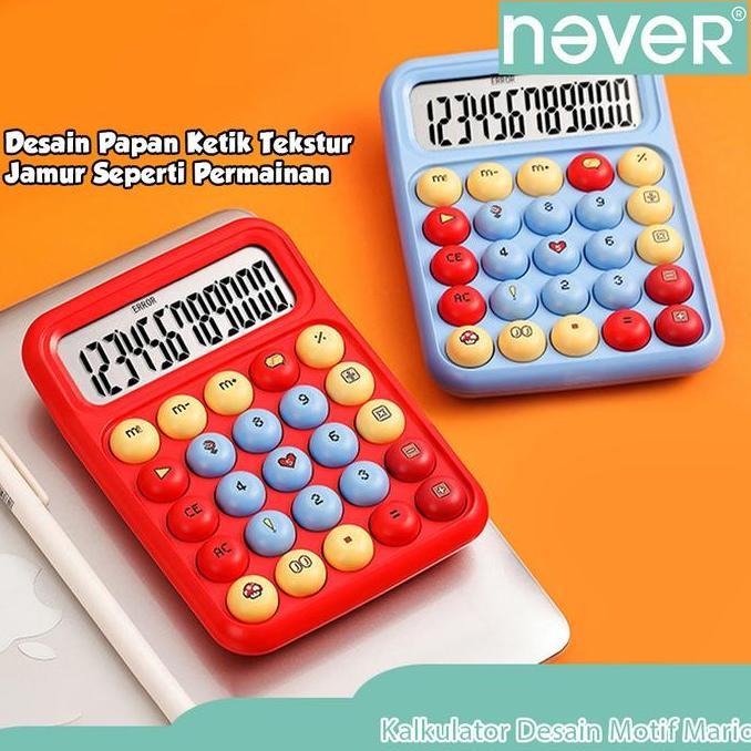 Calculator 12 Digit Tombol Bulat Warna-Warni Lucu /  Calculator Unik Aesthetic Untuk Belajar & Beker