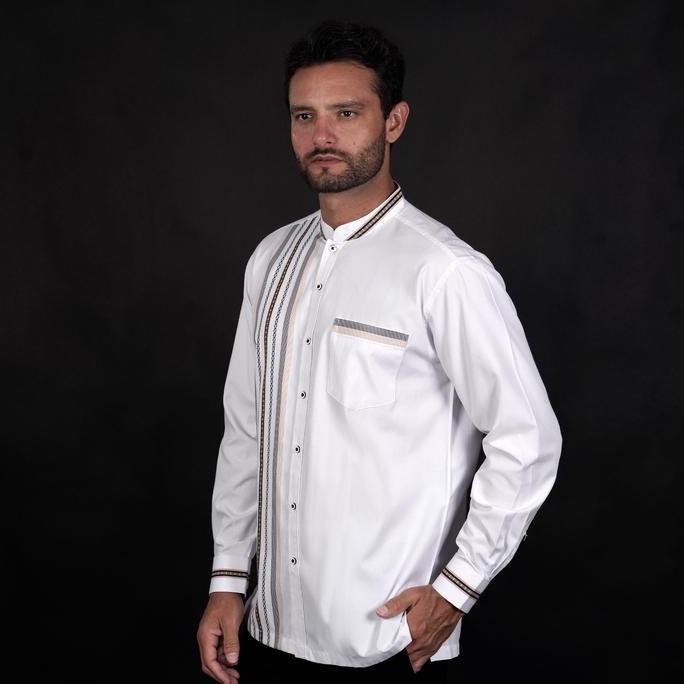 Casella Baju Koko Pria Lengan Panjang Premium | Baju Koko Putih Azhar
