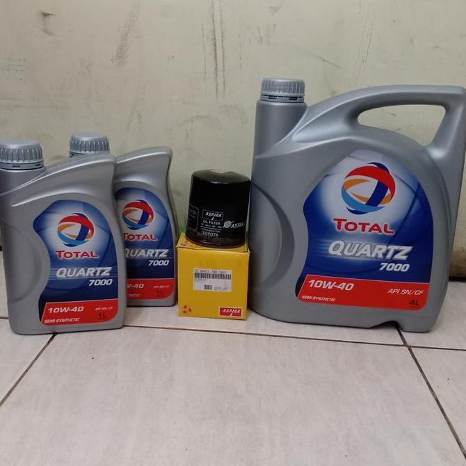 New- Paket Oli Mesin Bensin Total Sae 10W-40 6 L + Filter Oli Toyota Innova