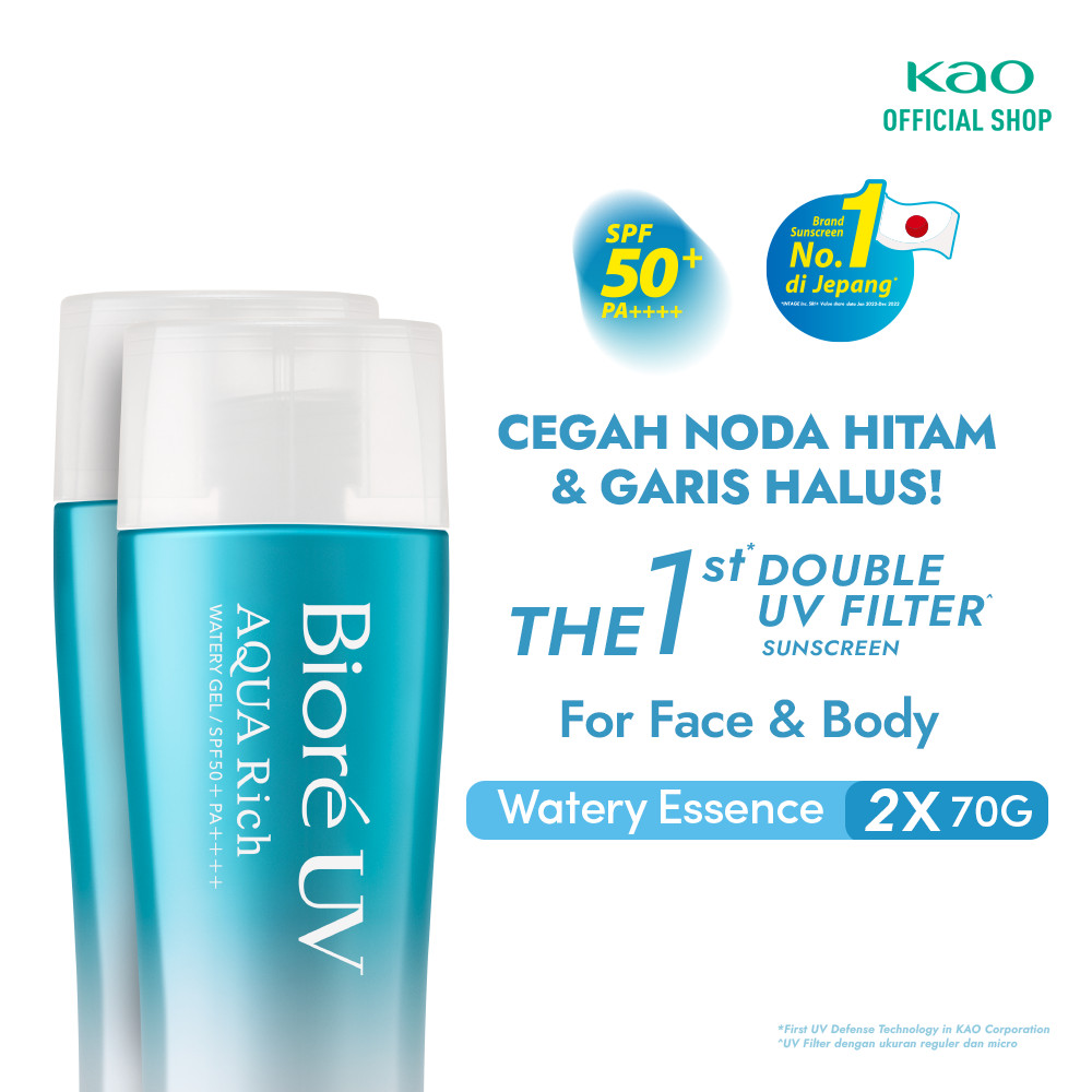 Biore UV Aqua Rich Skincare Sunscreen Waterproof Double UV Filter Watery Gel 70GR Twinpack