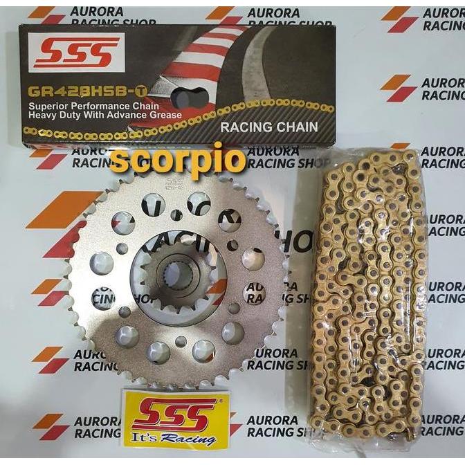 Gear Set SSS 428 Yamaha Scorpio & Rantai SSS 428 HSBT Gold